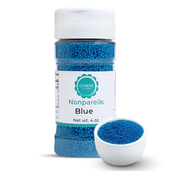 O’Creme Nonpareils Sprinkles – 4oz Blue Non Pareil Sprinkles – Colorful Sprinkles for Cake Decorating – Kosher Sprinkles for Ice Cream, Cookies, Cupcakes, Baked Goods