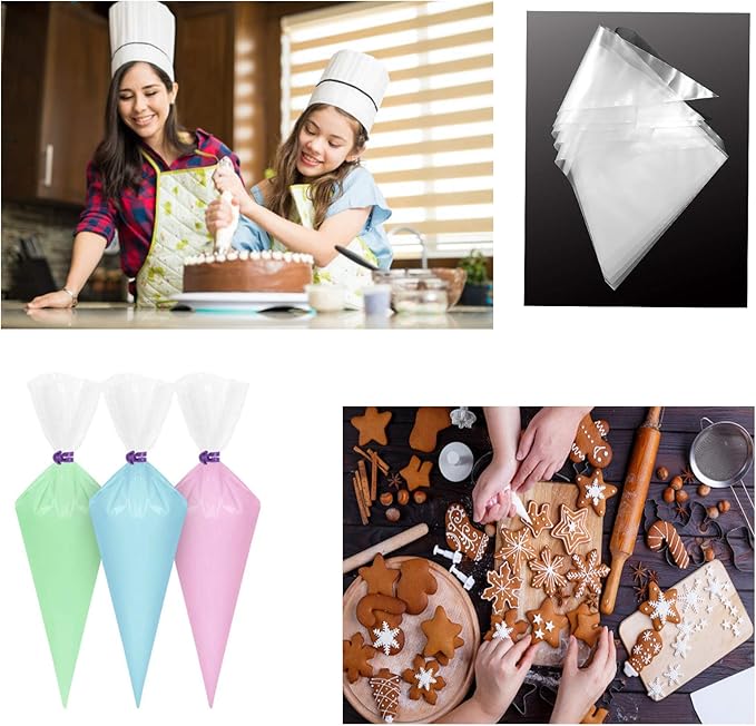 Piping Pastry Bag Pack of 100 Plastic Disposable Cream Pastry Bag Cake Icing Sugarcraft Cupcake Piping Decorating Tool For Baking Supplies (Large -White)