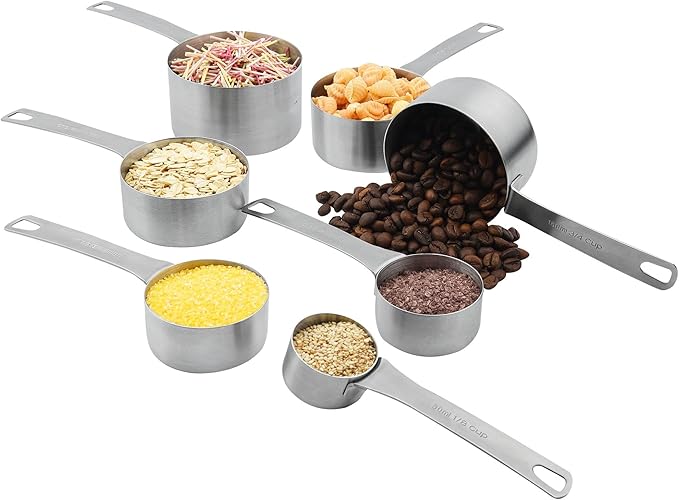 Measuring Cups with 3/4 Cup Measuring Cup Set of 8, Metric & US 18/8 Stainless Steel Measuring Cups, Dry & Liquid Measuring Cups Set with 2/3 Cup Measuring Cup for Kitchen and Baking