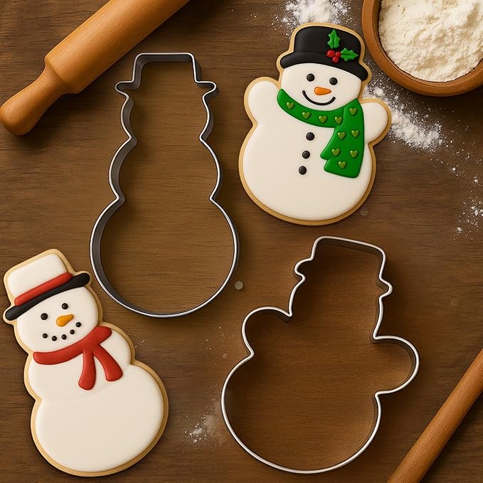 2 Pcs Large Cookie Cutters 8" Extra Large Snowman Stainless Steel Giant Cookie Cutter for Holiday Baking