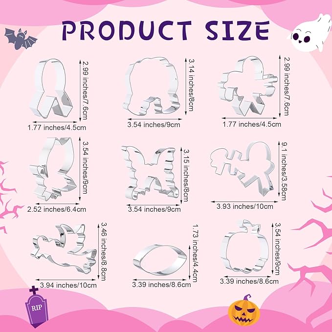 9 Pcs Thanksgiving Stainless Steel Cookie Cutter Bulk Pumpkin Butterfly Ribbon Dove Boxing Glove Reusable Cookie Cutters for DIY Baking Baby Shower Team Breast Cancer Awareness Campaigns