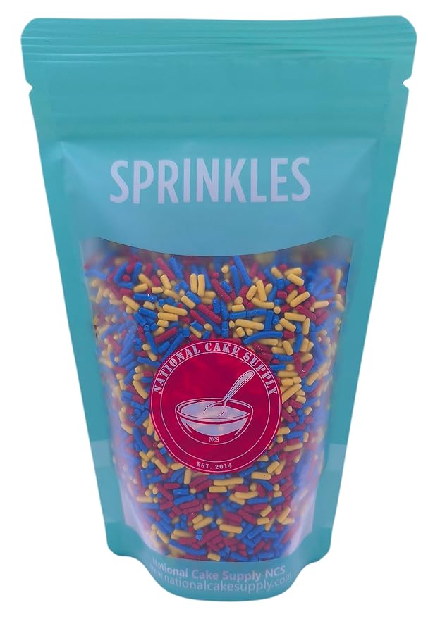 NCS Red, Yellow, and Blue Edible Jimmies Sprinkles, 8 ounces