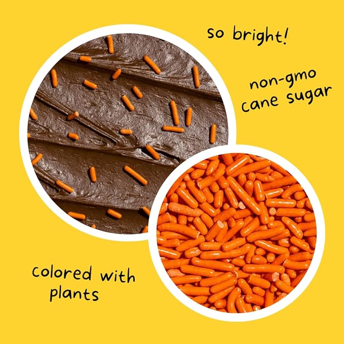 Supernatural Orange Softies Sprinkles - Dye Free, Natural, Vegan, Kosher, Gluten Free, Organic Ingredients, 16oz