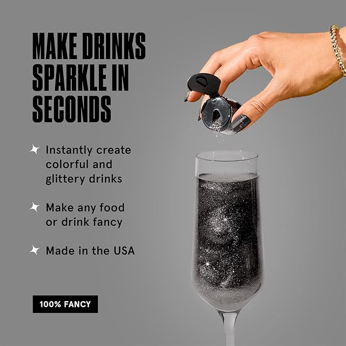 Fancy Sprinkles Onyx Black Premium Edible Glitter, 100% Edible Glitter for Sparkling Food & Drinks No Taste or Texture (4gm)