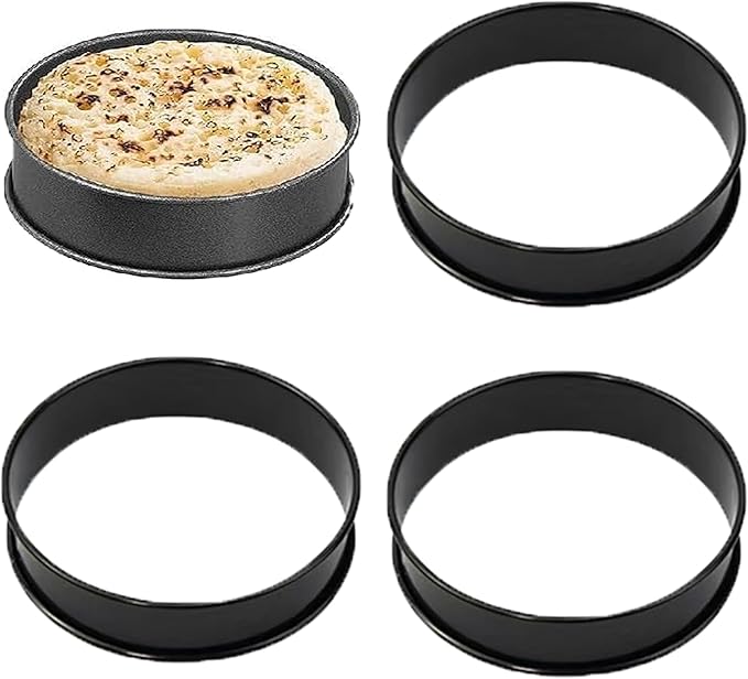 HLMOptimo English Muffin Rings, Stainless Steel Crumpet Rings, 4 Pcs Nonstick Metal Round Ring Molds with Silicone Oil Brush (4 inch)