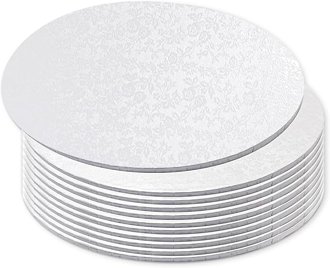 12 Pack White Cake Boards 10 Inch Round Cake Drum Base 1/4 Inch Thick Sturdy Cardboard Circle Plate Bases Para Pastel for Wedding