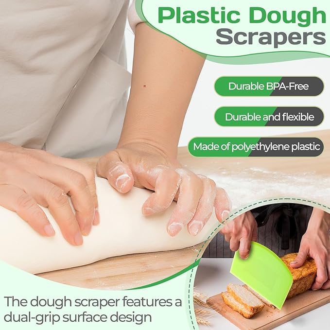 5 Pcs Dough Scraper Bench Scraper 4.65x3.66" Plastic Flexible Bowl Scraper Sharp-Edged Multi-Angle Cake Scraper Non-Slip Baking Tool Decorating Tool Shaping Tool (5Pcs Five colors)