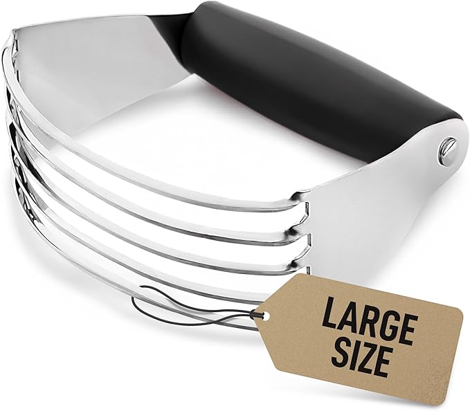 Zulay Kitchen Dough Blender Top Professional - Stainless Steel Pastry Cutter, Heavy Duty Dough Cutter With Blades, Pastry Blender And Butter Cutter - Pastry Cutter For Baking (Black)