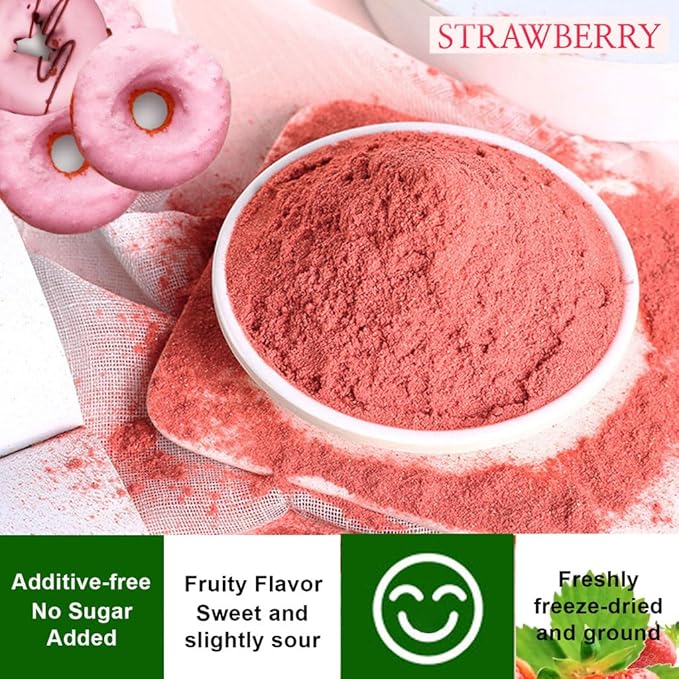 Mkostlich Freeze Dried Strawberries Powder, 4.5oz/128g Strawberry Powder for Baking, Smoothies, Drinks, No Sugar Added