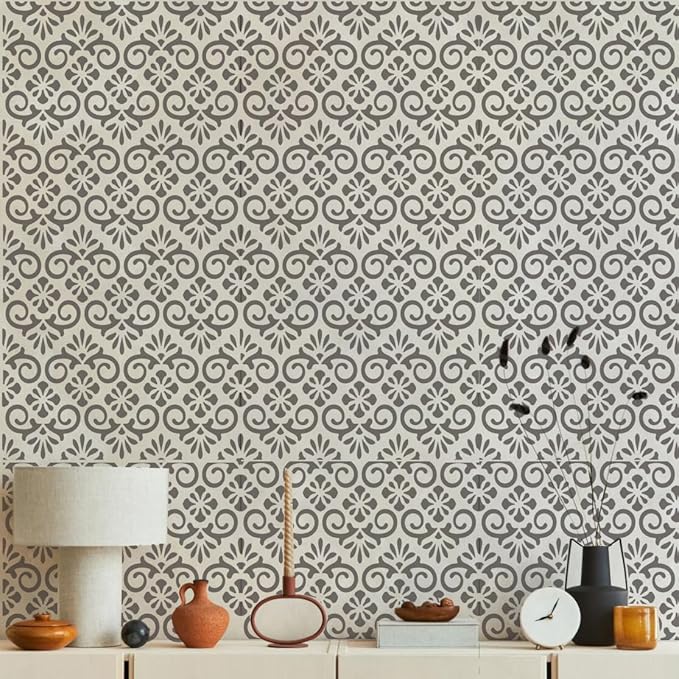 Damask Stencils 6inch Texture Stencils Reusable Layering Stencils Templates for Painting on Wood Furniture Canvas Paper Fabric