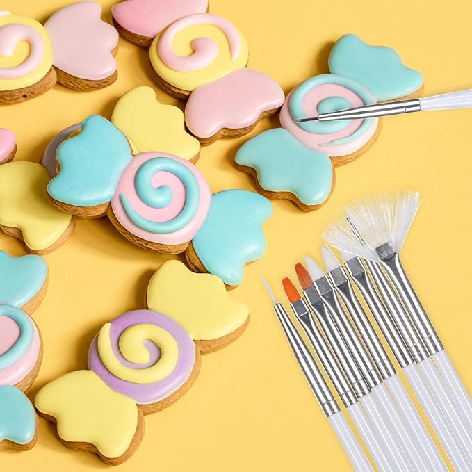 30pcs Food Paint Brush Cake Painting Brushes Fondant Paint Brush Cake Decorating Brushes Kit Baking Decorating Tools Cookie Brushes Set Icing Pastry Brush for Sugar Cookie Candy Icing Cake Decoration