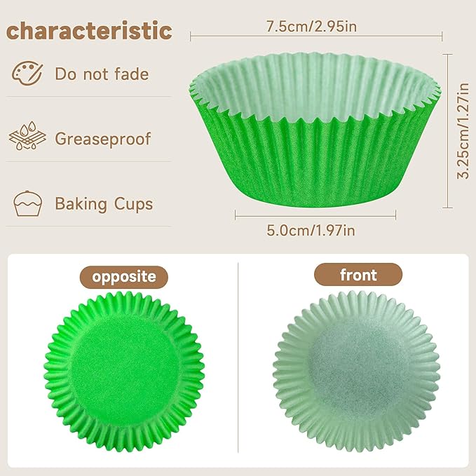 Standard Cupcake Liners Muffin Wrappers Rainbow Bright Baking Cups Paper, 400 Pack