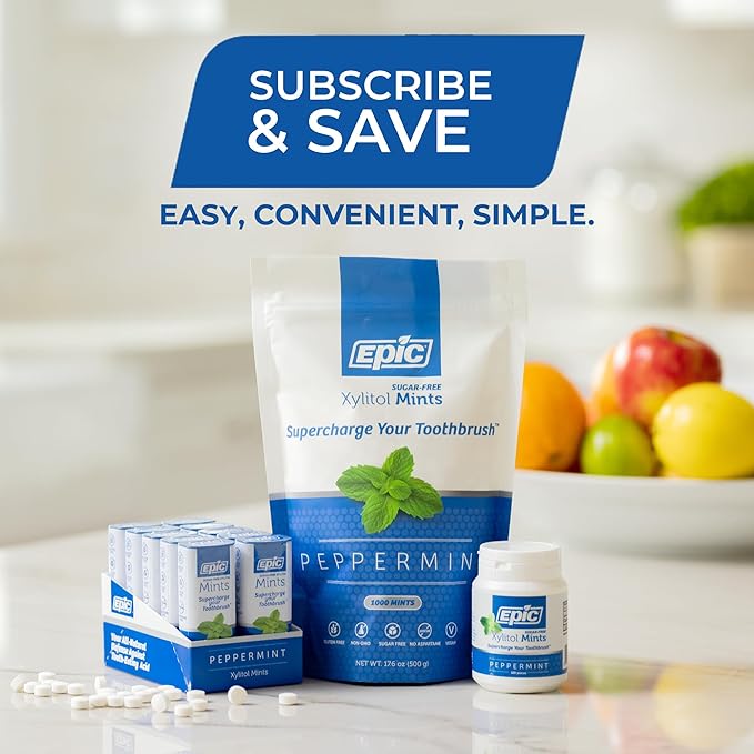 Epic 100% Xylitol Mints - Aspartame Free, Sugar Free - Peppermint Flavored Mints, 1000 Pieces (Pack of 1)