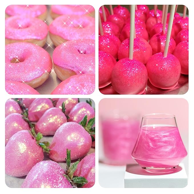 Pink Edible Glitter Spray - 15g Food Grade Pink Luster Dust Shimmer Powder Spray for Cakes, Cookies, Chocolate, Strawberries, Drinks & Cocktails