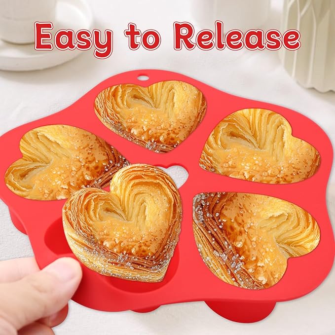 Silicone Mini Air Fryer Muffin Pan Heart Cups for Oven Baking,1 pcs Egg Bite Mold Muffin Tins Cup Cake Pan Tray for Air Fryer Basket Liners Accessories Baking Muffin Cakes Pudding Pancake