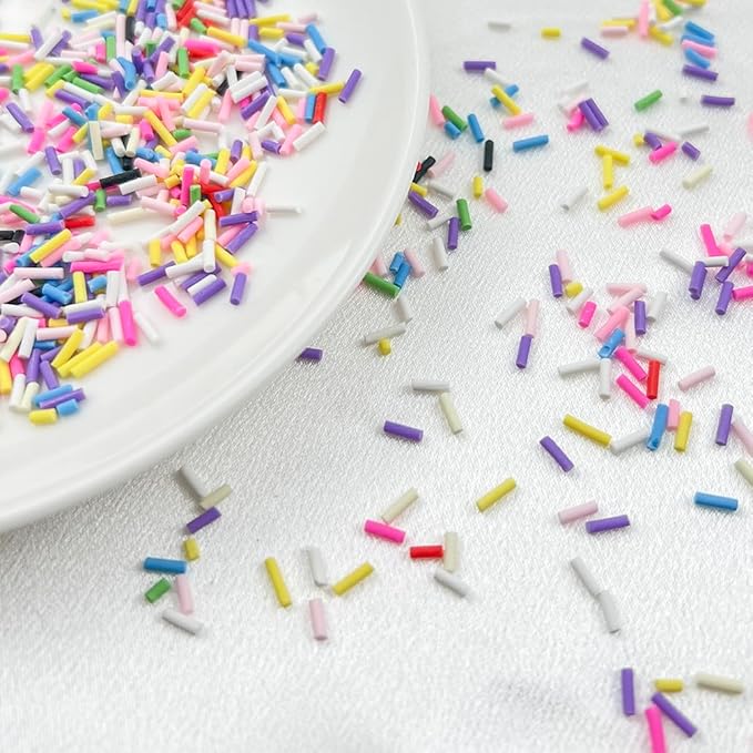 150g Fake Sprinkles Resin Sprinkles Clay Sprinkles Fake Candy Sprinkles Polymer Sprinkles Polymer Clay Slices for Resin Nail Slime Scrapbook DIY Art Crafts Making(245-black)