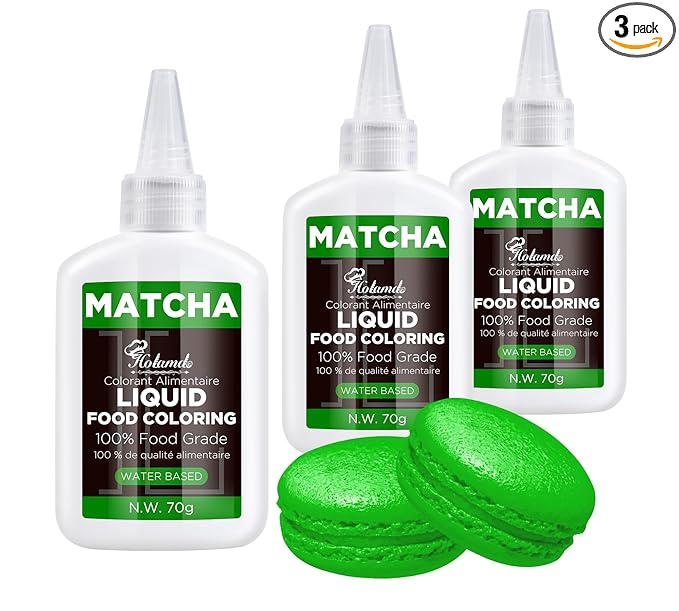 Liquid Food Coloring (Matcha), 70g × 3 Bottles Food-Grade Concentrated Flavorless Food Coloring Set, Vibrant Dye Ideal for Baking Cookies, Cake Decorating, Icing, Fondant, Easter Eggs, DIY Projects