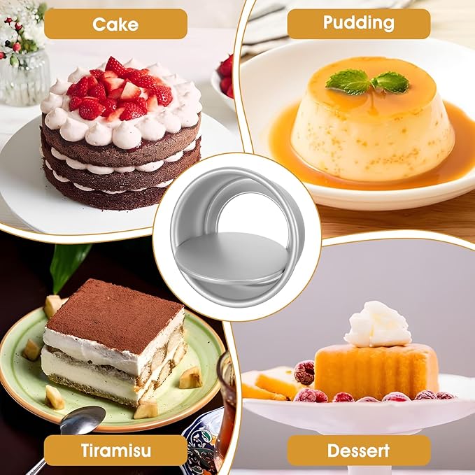 4 Inch Cake Pan Set Round, 18Pcs Aluminum Mini Flan Molds for Baking, Leakproof & Easy Release, Non-Stick Small Cake Pans, Moldes para Roles de Canela(Silver)
