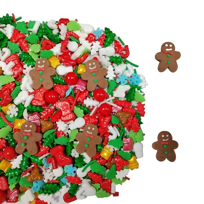 Homankit Christmas Sprinkles for Cake Decorating Edible Gingerbread Man Sprinkle Mix Cake Cupcake Toppers Cookie Dessert Decorations 3.53 Ounces