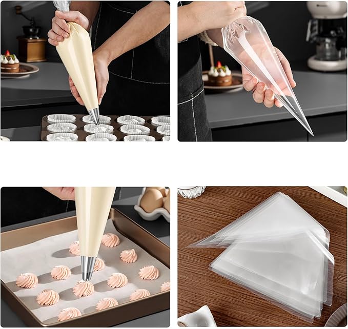 GEMLON 18 Inch Disposable Piping Bags – 100Pcs Heavy Duty Pastry Bags with Pull-Out Dispenser Box, Durable Plastic Frosting Icing Bags, Extra-Large Cake Decorating Bags for Cookies, Cupcake, Chocolate