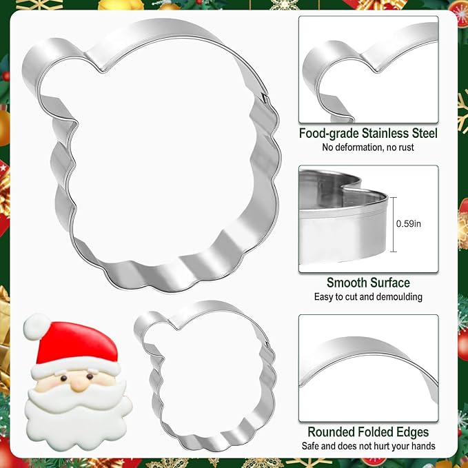 Lezmarket 24Pcs Christmas Cookie Cutters Set, Stainless Steel Metal Winter Holiday Cookie Cutter Christmas Shapes - Snowman, Christmas Tree, Gingerbread, Snowflake, Angel, Bells, Santa Claus, Candy