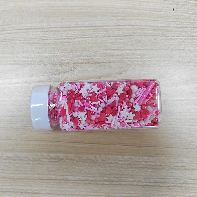Valentines Sprinkles Red Heart Sprinkles for Cake Decorating Edible Pearls Fancy Sprinkles Cupcake and Cake Topper Cookie Baking Decorations