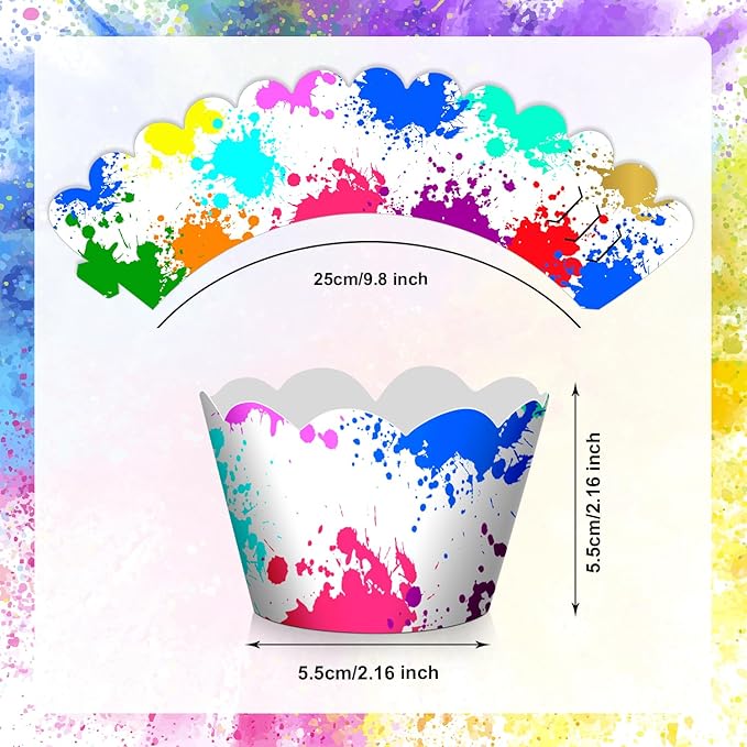 24pcs Splash Cupcake Baking Liners, Muffin Liners, Cupcake Liners Decorations for Painting Party, Baby Shower, Birthday Party Decoration Supplies - LIANGSS