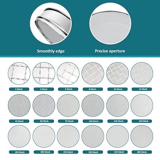 304 Stainless Steel Lab Sieve Screen Mesh, 300 Mesh (0.05mm) Aperture Test Sieve, 12Inch(30cm) Diameter Economy Standard Analysis Sample Test Sieves for Industrial Laboratory Homes