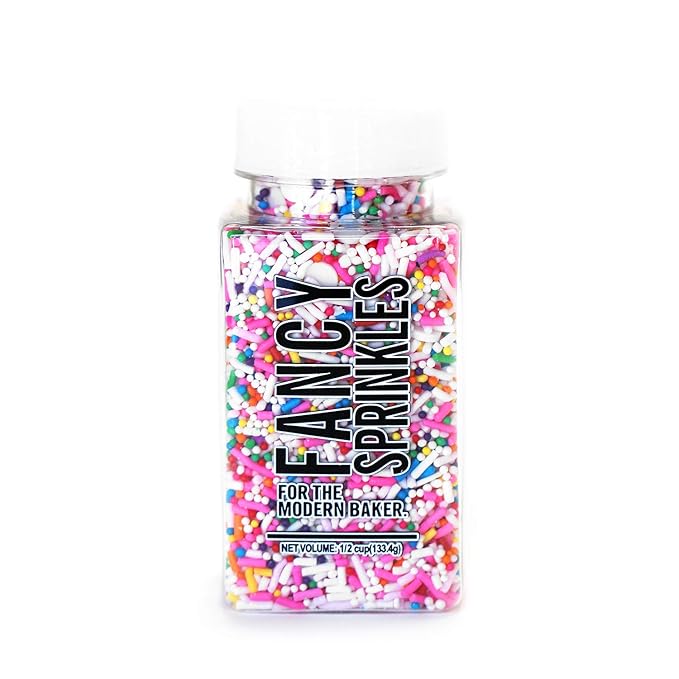 Fancy Sprinkles Pink Pinata Sprinkles, Real Sugar, For Ice Cream, Cookies, Cakes, Cupcakes, Dessert Decorating, Pink & Rainbow Sprinkles (0.5c)