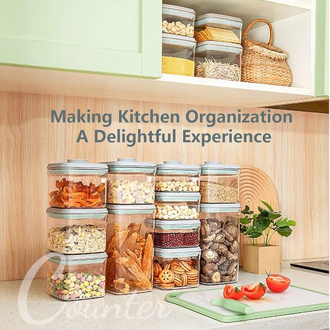 Airtight Food Storage Containers 6 Pcs, 3 Sizes (500ml/0.5qt,1.2L/1.2qt,1.8L/1.8qt) with One-Touch Lids, Leakproof Stackable Kitchen Pantry Organizers for Dry Food,Snacks,Flour