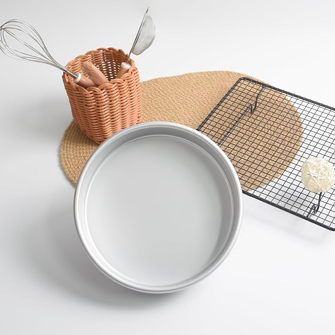 8 inch round cake pan,1pc, Aluminum cake tin baing pan for birthday cake party (8×2 round Cake Pan)