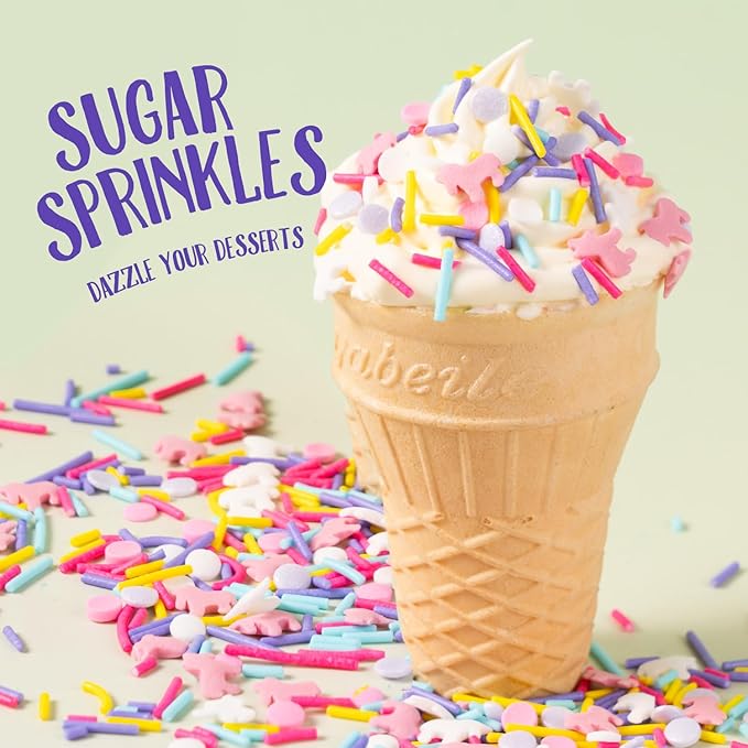 Unicorn Sprinkles for Cake Decorating 4.2 ounce Edible Pink Purple Blue Unicorn confetti Jimmies Sprinkles Mix Topper Cookie for Cupcakes Candy Cream Chocolate Birthday Princess Party