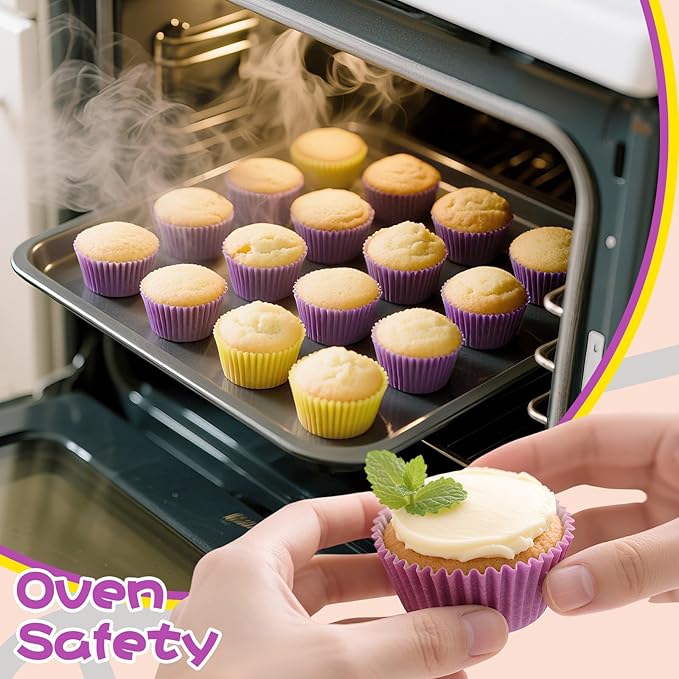 200PCS Purple and Yellow Cupcake Liners Muffin Baking Cups Wrappers for Yellow and Purple Birthday Party Supplies Disposable Pastel Cupcake Papers for Sports Theme Basketball Birthday Party Decoration