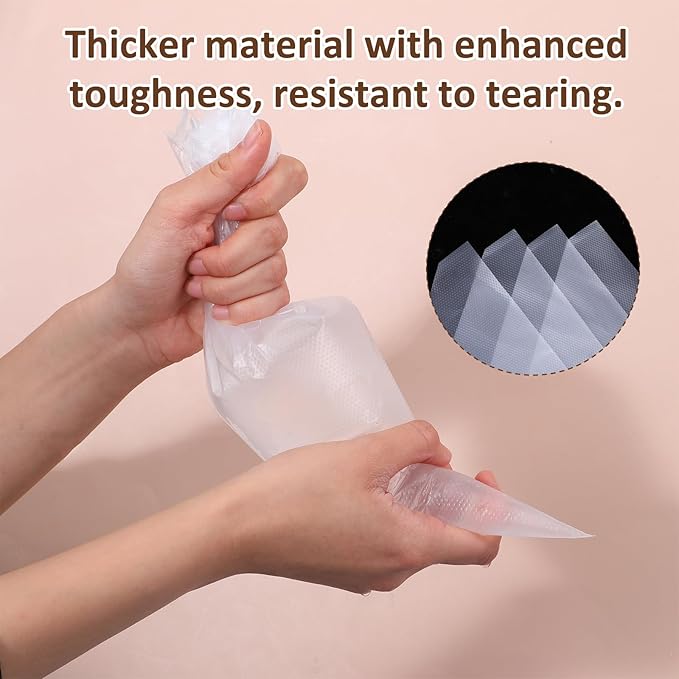 18 Inch Disposable Piping Bags,400pcs Large Piping Bags Non-Slip Pastry Bags,Thickened Plastic Icing Bags for Desserts, Cake, Breads and Cookies