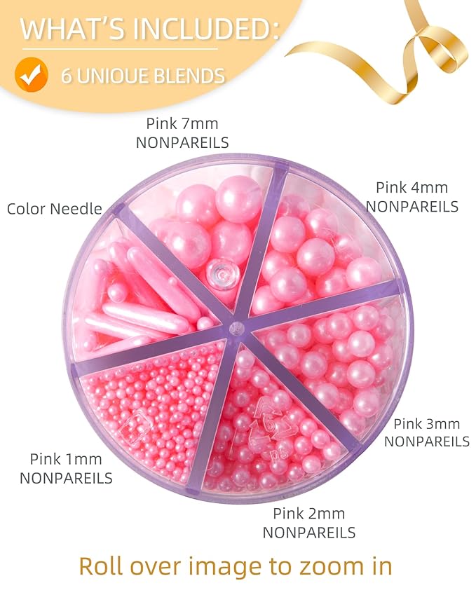 Easter Sprinkles for Baking Edible Sugar Confetti, Nonpareils & Sugar Pearls - Easter Cake Decorations, Cookies, Cupcakes, Dessert Toppings (Spring Pastel Colors) pink