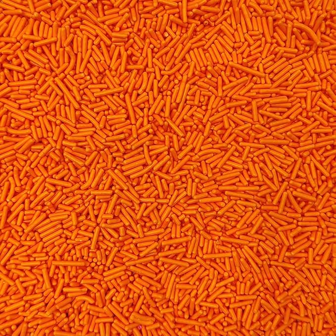 Homankit Orange Jimmies Sprinkles Edible Sprinkle Candy Soft Jimmies Toppings for Ice Cream, Cupcake, Cake, Cookie, Dessert Decorating 2.75 Ounces