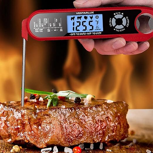 Digital Meat Thermometer – Waterproof Instant Read Food Thermometer for Cooking with Dual Probes, Backlight, Alarm, ºF/ºC for Steak, Oil, Frying, Candy, Grill, BBQ, Smoker, Oven