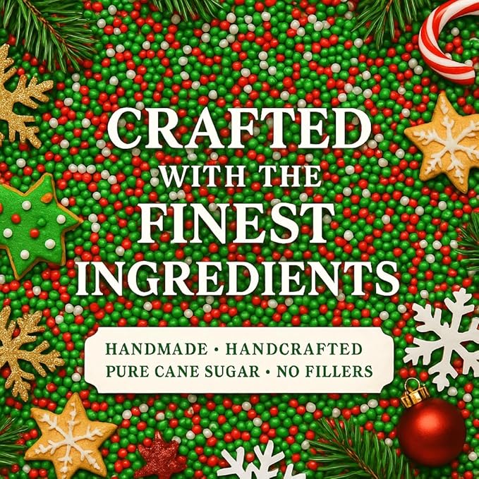 Confect Edible Pearl Sprinkles – Festive Mix of Red, White, Silver & Green Disco Ball Sprinkles – Cake & Cupcake Toppers for Baking, Decorating, and Party Treats- 5 Oz