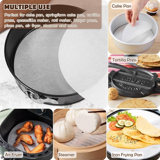 BYKITCHEN 7 Inch Parchment Paper Rounds, Set of 220, Burger Patty Paper/Hamburger Press Paper, Non Stick Pre-cut Round Parchment Paper for Cake Pan, Springform Pan, Smash Burger Press and More
