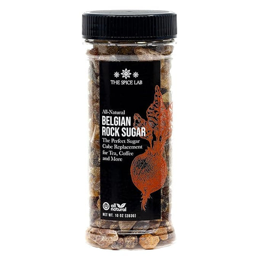 The Spice Lab Belgian Rock Sugar – Beet Sugar Crystals – Amber Sweetener For Tea & Coffee – Teavana - (10 Oz) - Natural Coarse Brown Sugar Alternative