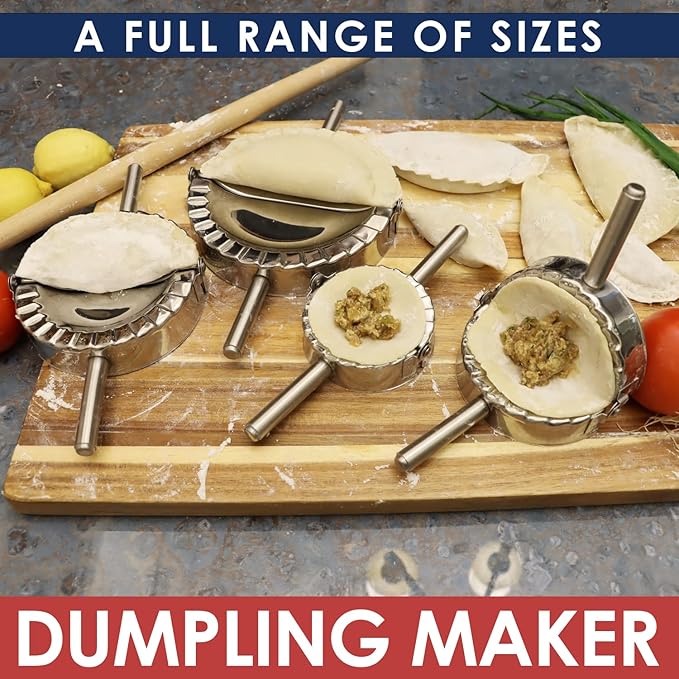 KAYCROWN 6 Inch Empanada Press, Stainless Steel Dumpling Maker Dough Cutter Dumpling Mold for Empanada, Dumpling, Ravioli, Pierogi, Turnovers, Calzone (XL: 6 inch)