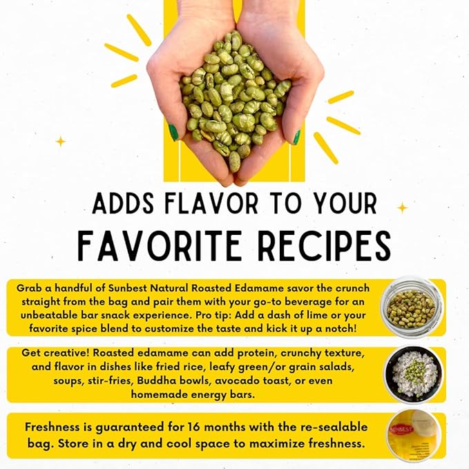 Sunbest Natural Dry Roasted Edamame – 4 lb Bulk Bag (64 oz) – Lightly Salted, Protein-Packed & Gluten-Free – Kosher, Vegan, Keto, Paleo – Great Snack & Recipe Add-In