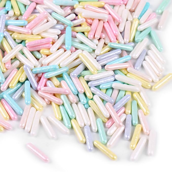 Pastel Sprinkles for Cake Decorating 3.5 Ounce Edible Mini Sugar Rods Sprinkles for Cookie, Cupcake Topper, Ice Cream, Candy, Chocolate Decorations for Wedding Party Anniversary Celebration