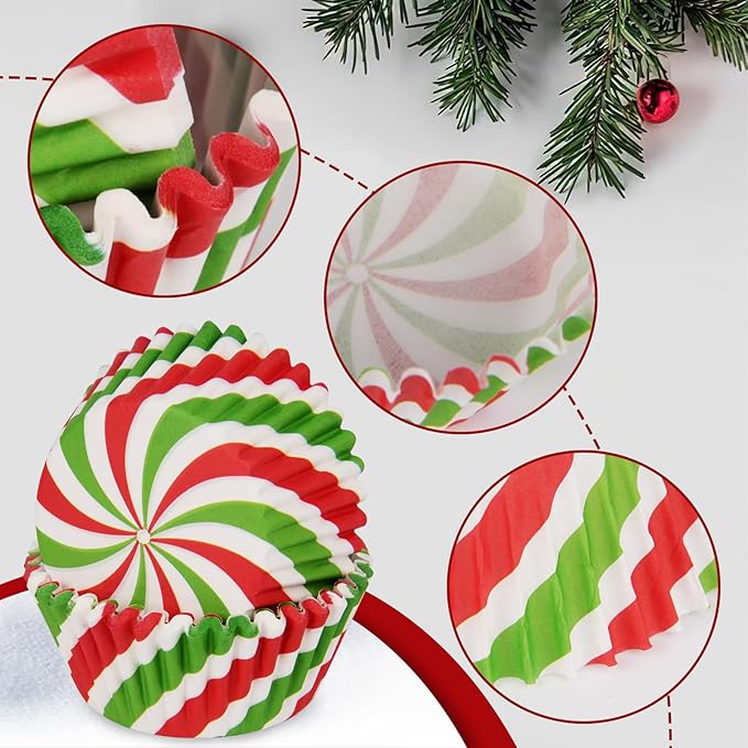 600 Pack Christmas Candy Cupcake Liners Wrappers Baking Cups Santa Holiday Paper Wraps Muffin Liners for Xmas Birthday Party Candy Cake Decorations Supplies(12 Styles)