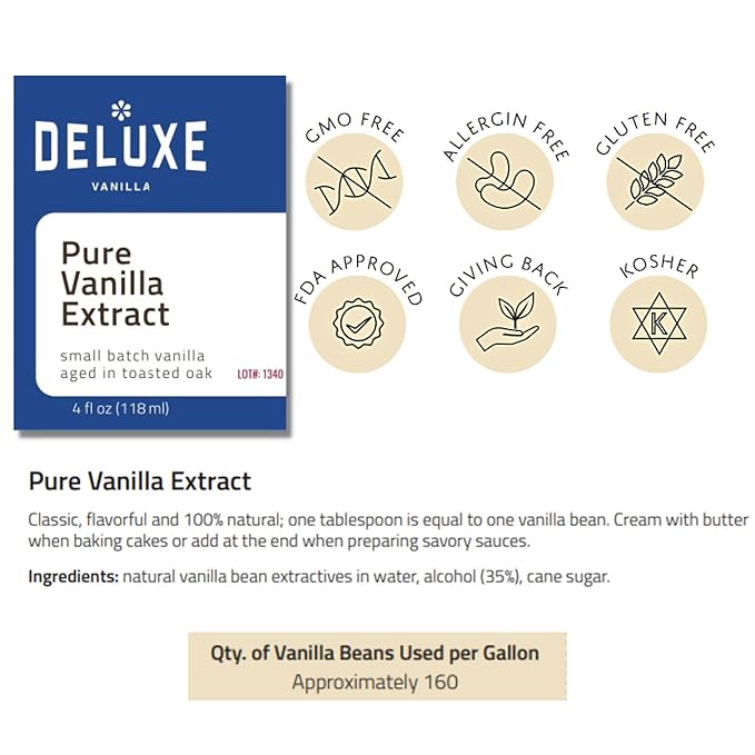 Pure Vanilla Extract Bulk - 128 oz /1 Gallon Made From Ugandan Vanilla Bean with Rich Creamy Flavor For Baking, Pastries, Desserts.