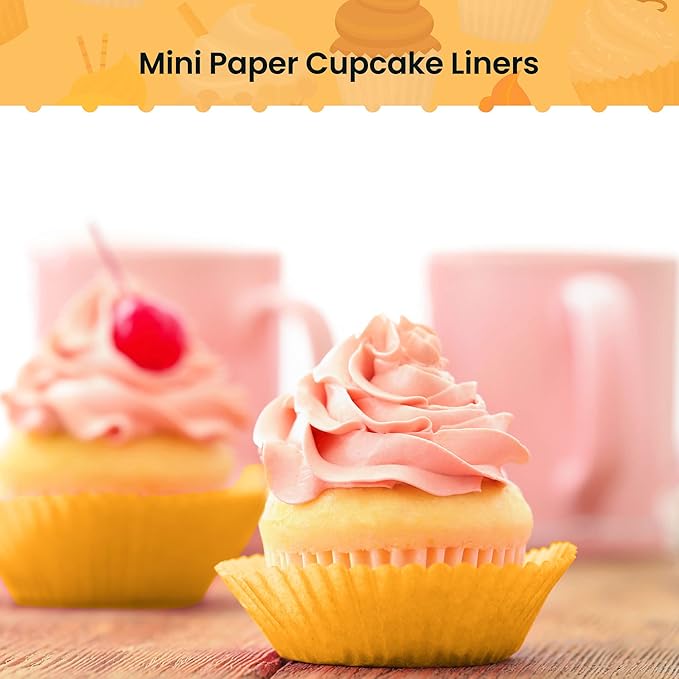 NUOMI 1 Inch Super Mini Baking Cups Muffin Paper Liners 1000 Pieces Cupcake Wrappers for Birthday/Wedding Parties Holiday, Yellow