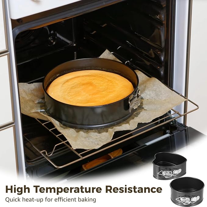 4 Inch Springform Pans, 8 Pcs Mini Springform Pans Set, Spring Form Pan For Cheesecake, 4 Pcs Round & 4 Pcs Heart Shaped Cake Molds, Non-Stick Carbon Steel, Removable Bottom