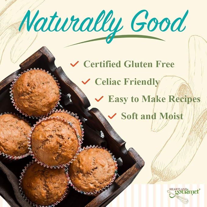 Heartland Gourmet Gluten Free Banana Bread Mix - Soft and Moist - Certified Gluten Free - All Purpose - Safe for Celiac Diet