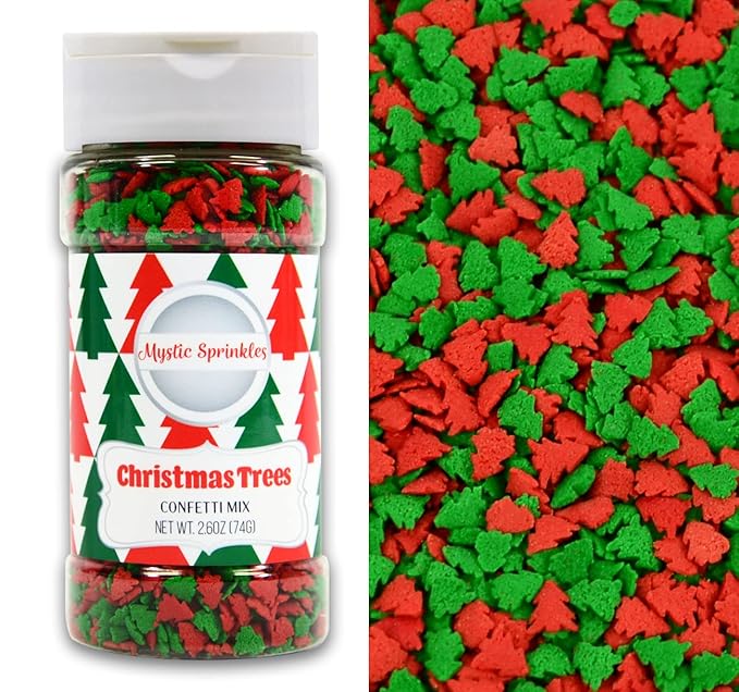 Mystic Sprinkles Christmas Holiday Sprinkle Mixes (Christmas Trees Confetti Mix 2.6oz)