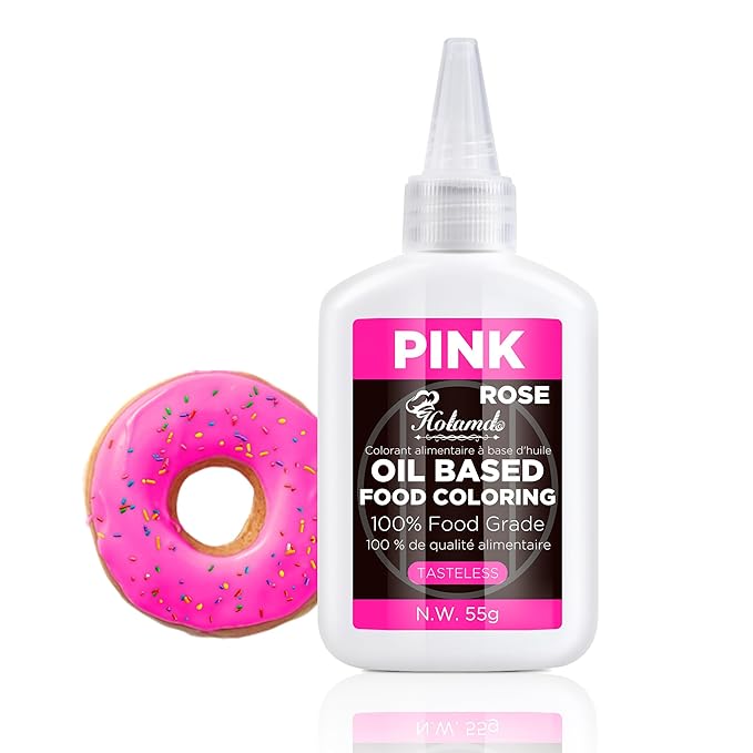 Oil Based Food Coloring Set, Pink Oil Based Food Coloring for Chocolate, Food Grade Food Color Dye for Candy Melts, Baking, Icing, Frosting and Cake Decorating, Flavorless Vibrant - 55g/Bottle
